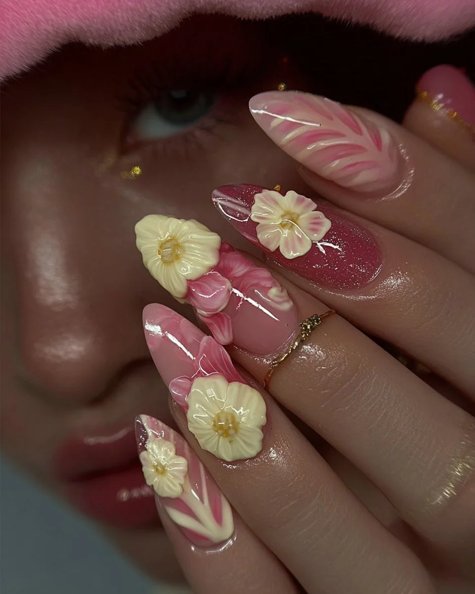 Trendy summer nail designs for 2025 featuring vibrant colors and unique patterns.