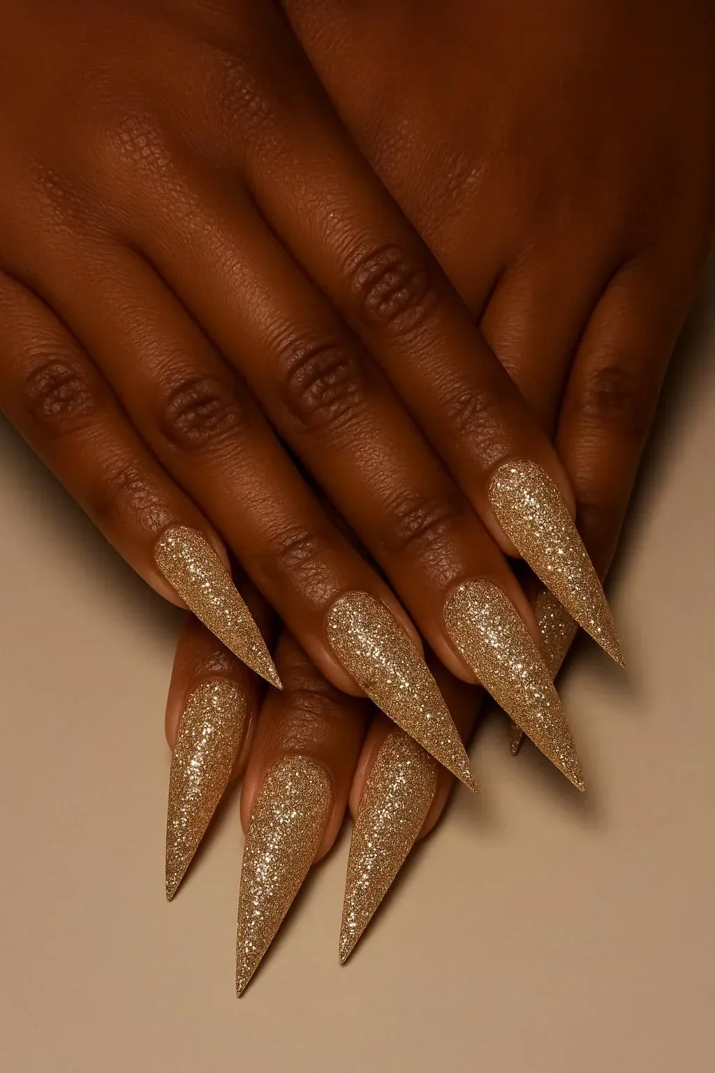 Festive nail pose ideas featuring red glitter nails for the holidays.