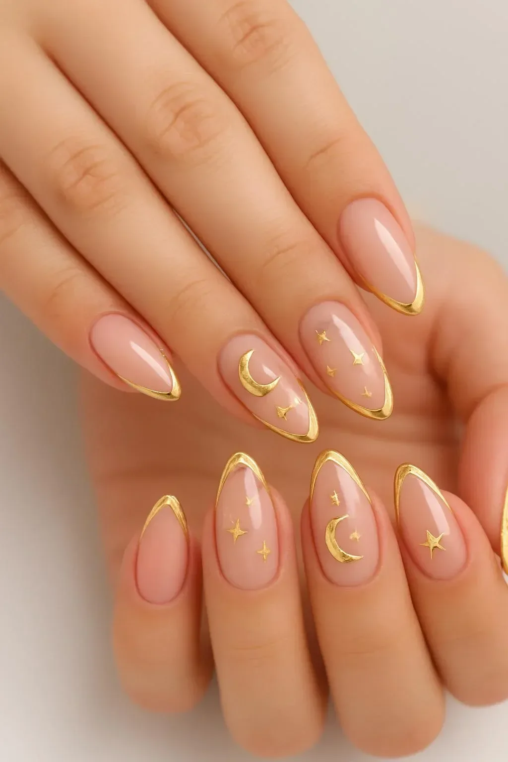 24pc gold press on nails set from The Nail Bar for glamorous nail design.