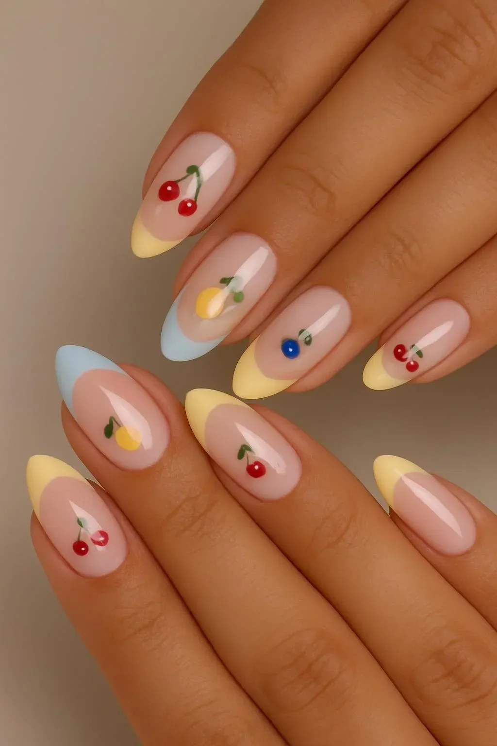 Bright lemon nails design for a refreshing summer manicure
