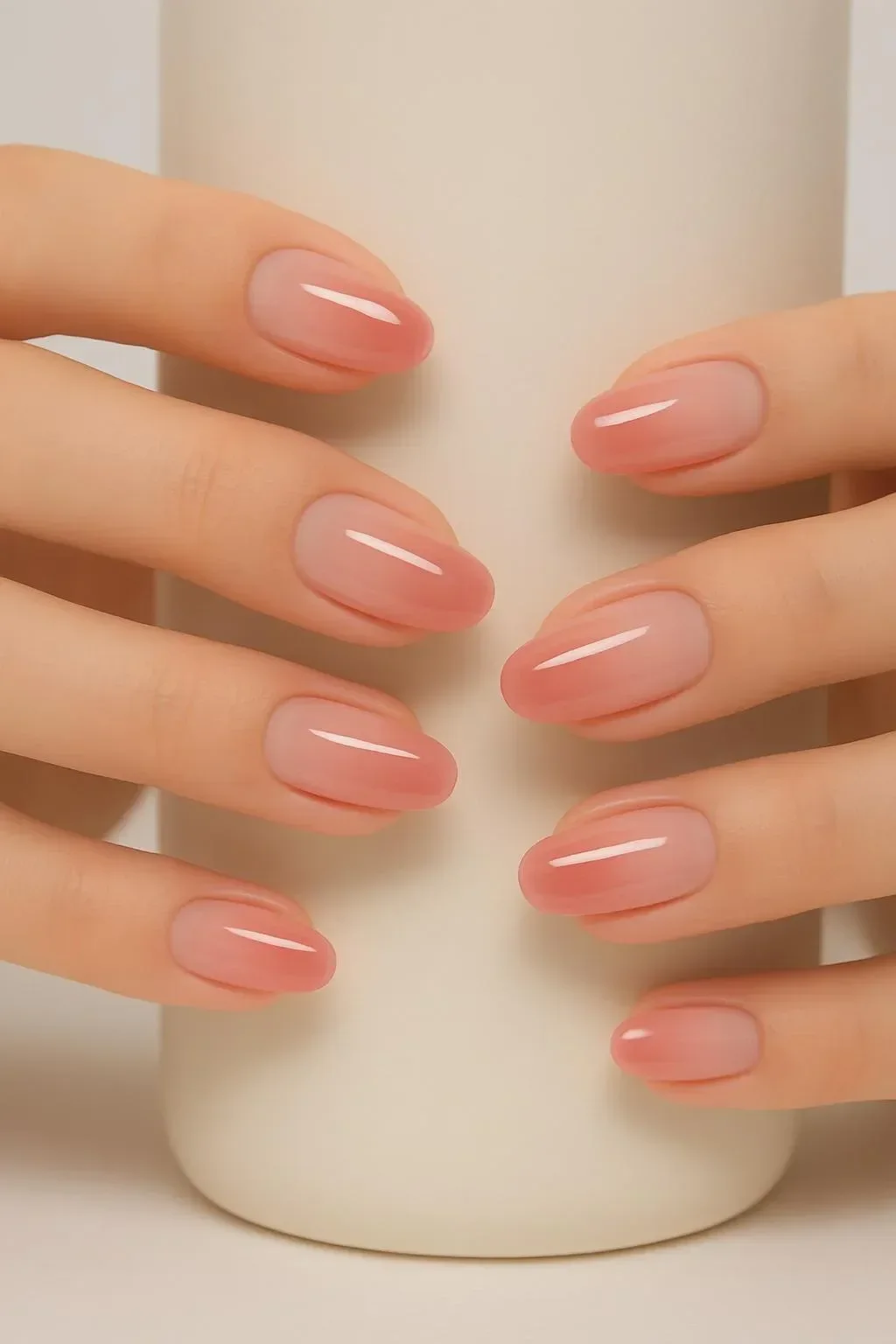 Elegant red gradient oval nails set with jelly glue and nail file