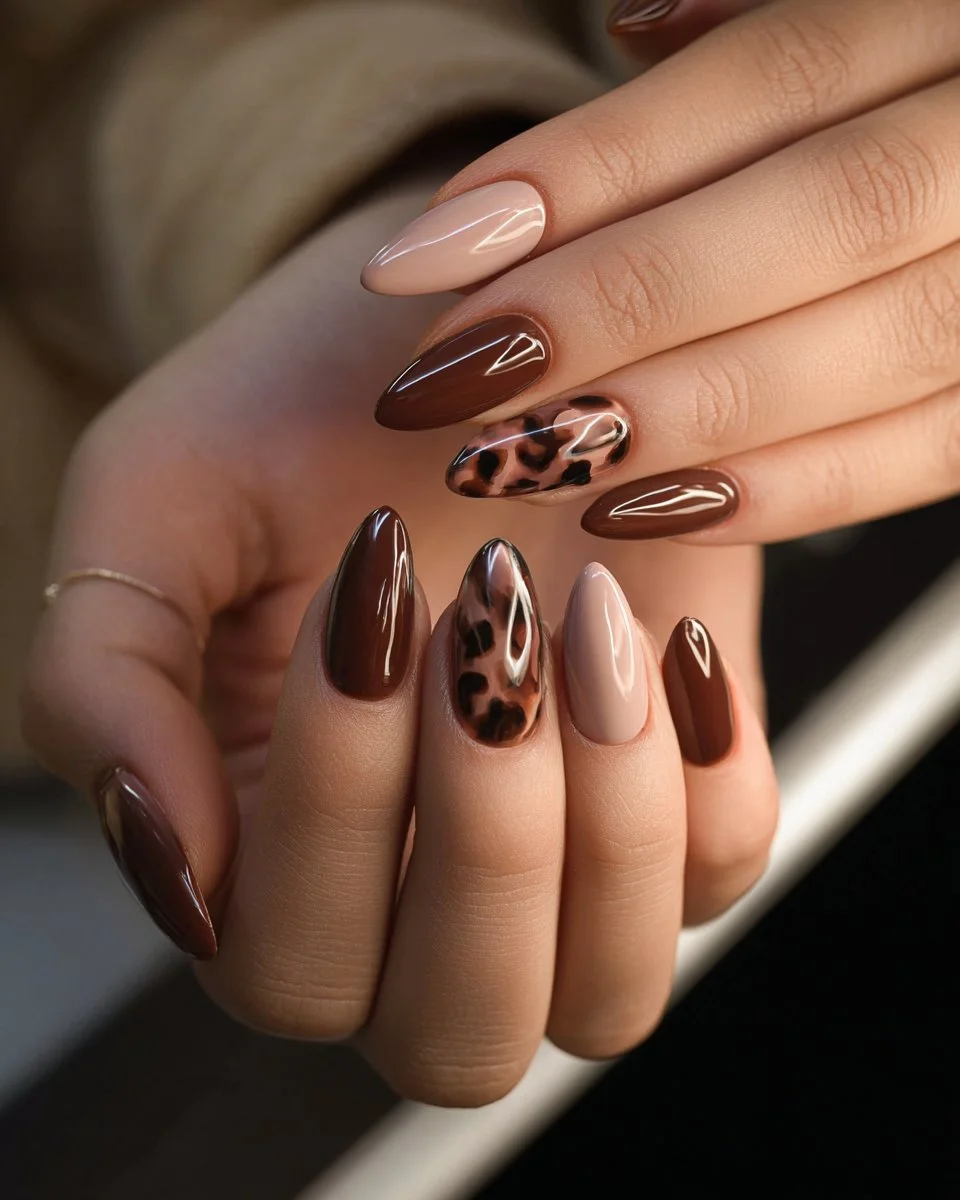 Stylish chocolate glaze brown nails showcasing minimal luxury aesthetic