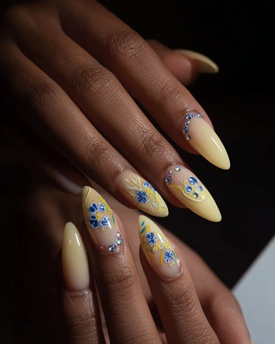 Blueberry lemonade nail art design by MHC Nail artist showcasing gel nails.