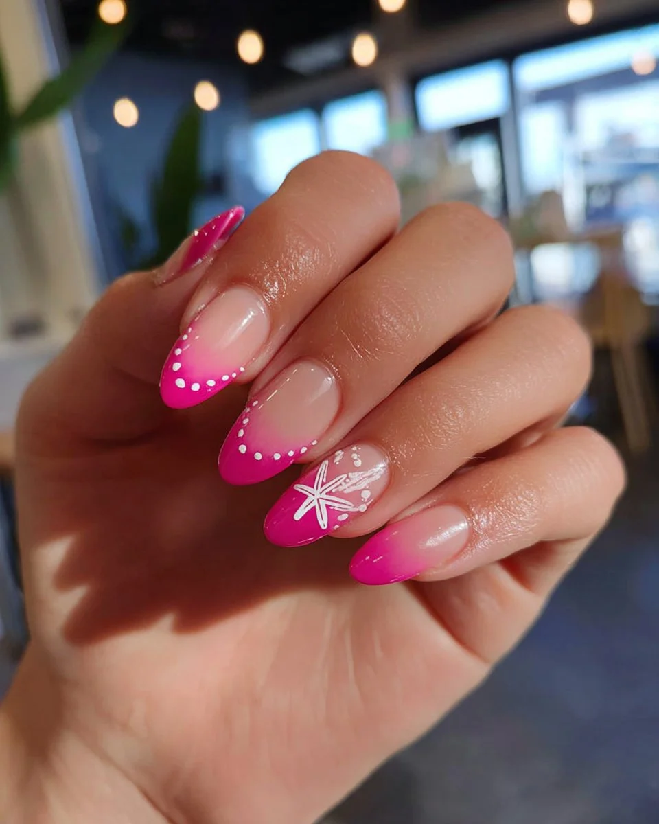 Beautiful gel nails inspired by Emmiegottfried's YouTube collection for cruise nails.