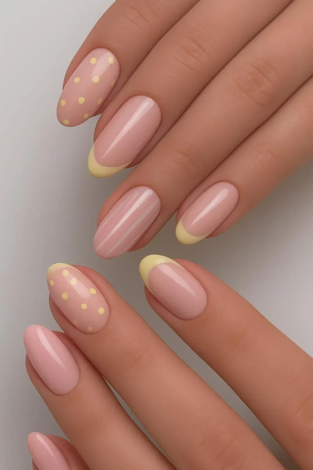 Colorful polka dot nail art design showcasing trendy nail patterns.