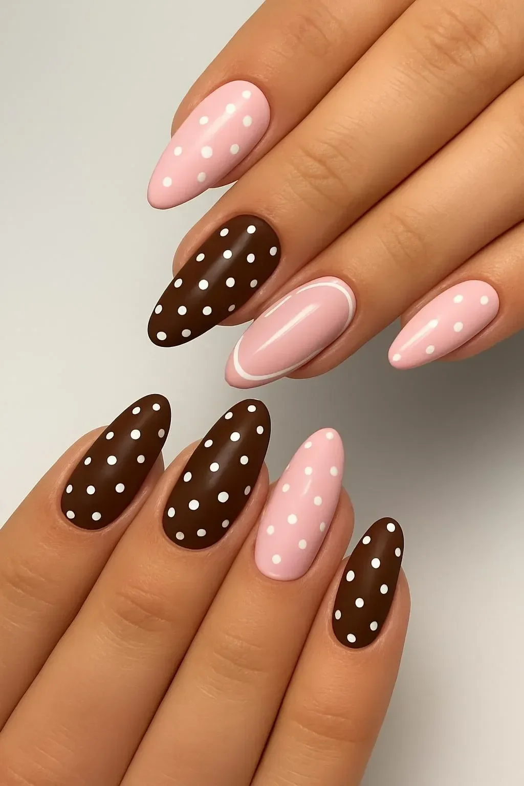 Stylish polka dot nails showcasing the chic revival of a classic manicure trend.