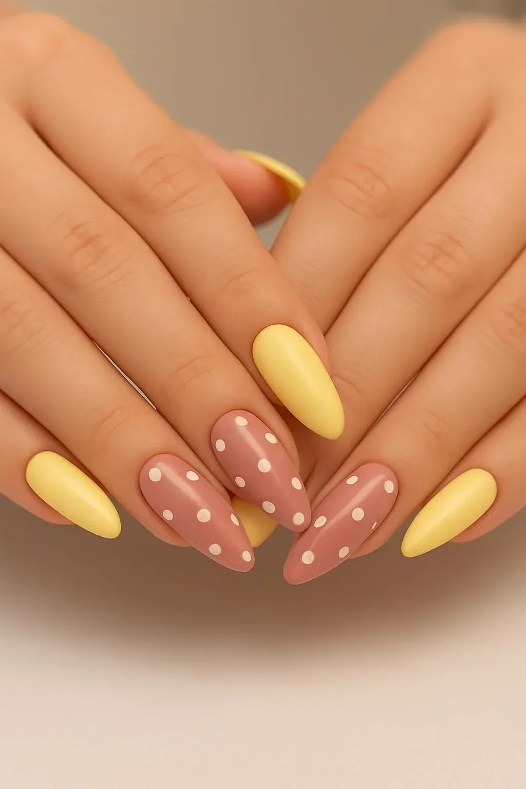 Spring French Polka Dot Nails in vibrant colors on press-on nails