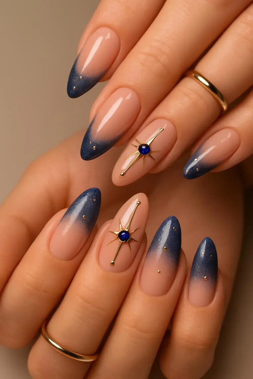 Dark blue nail designs showcased for winter season inspirations