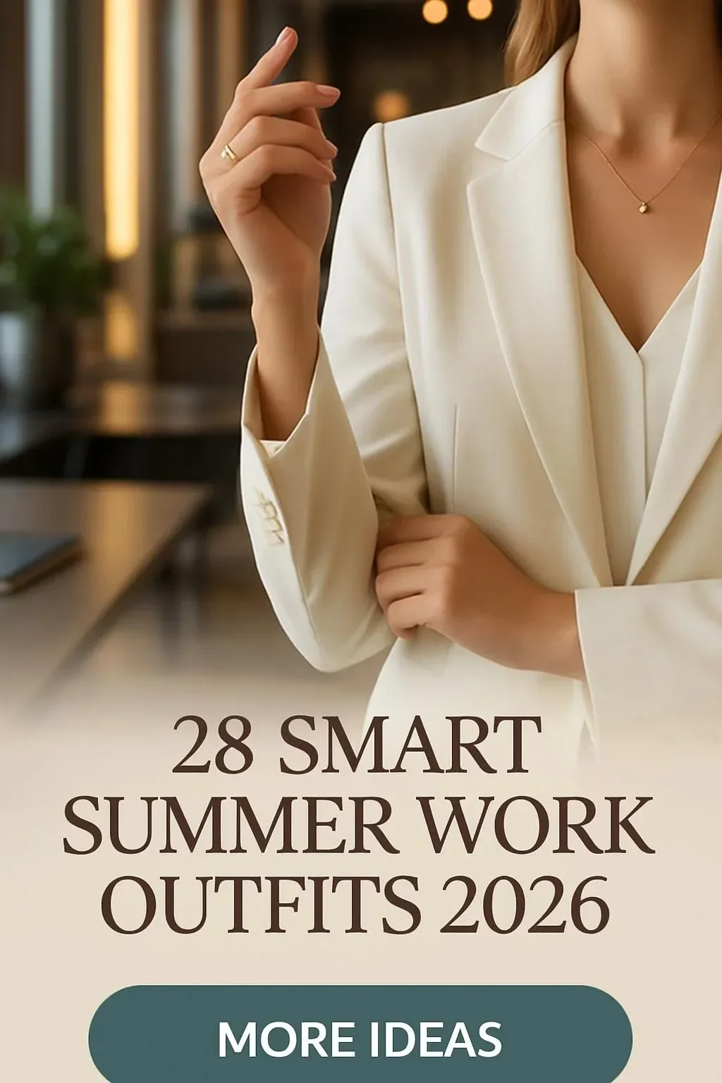 Chic white blazer styled for a sophisticated summer office look