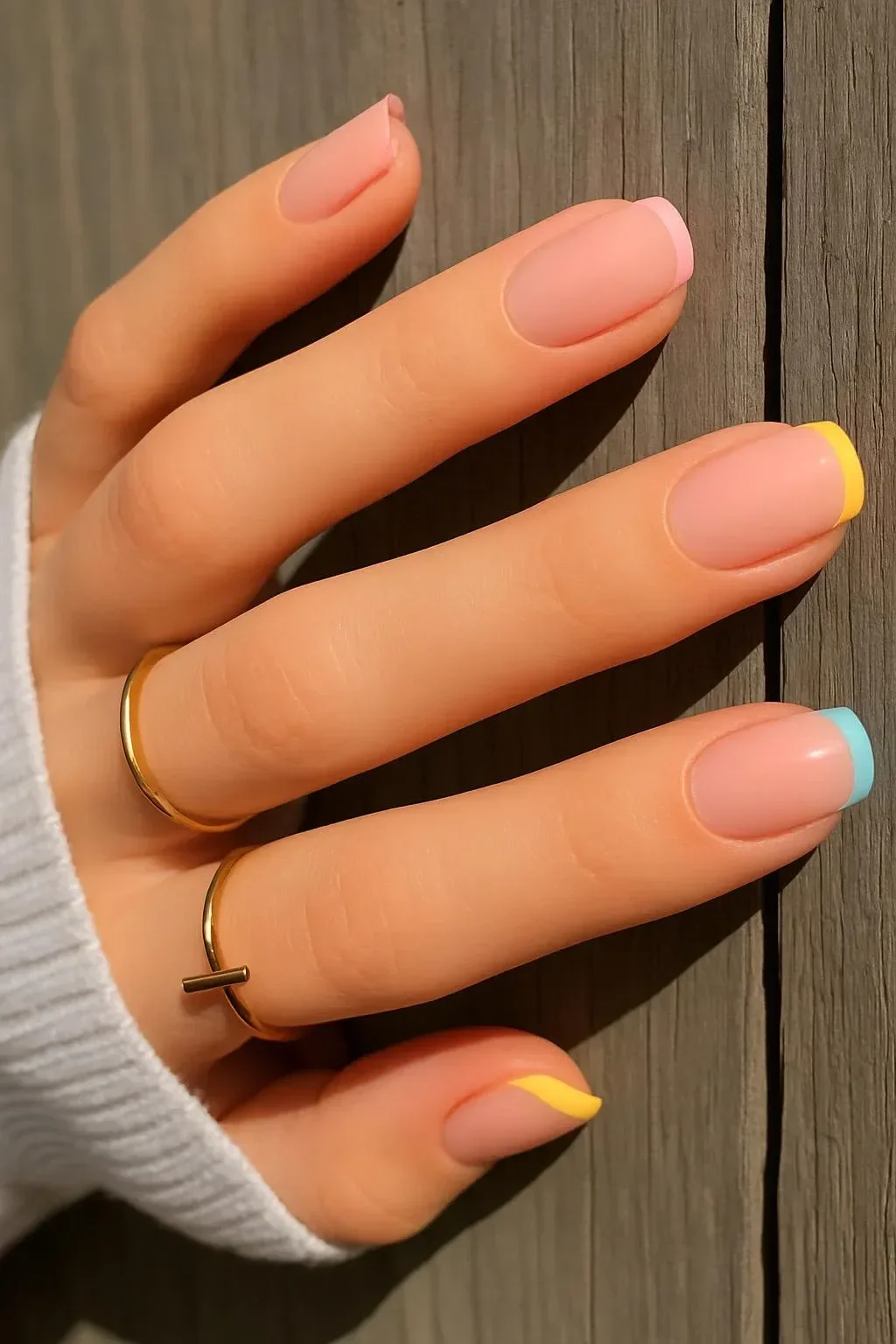 24pcs Short Square French Full Cover False Nails for Women and Girls