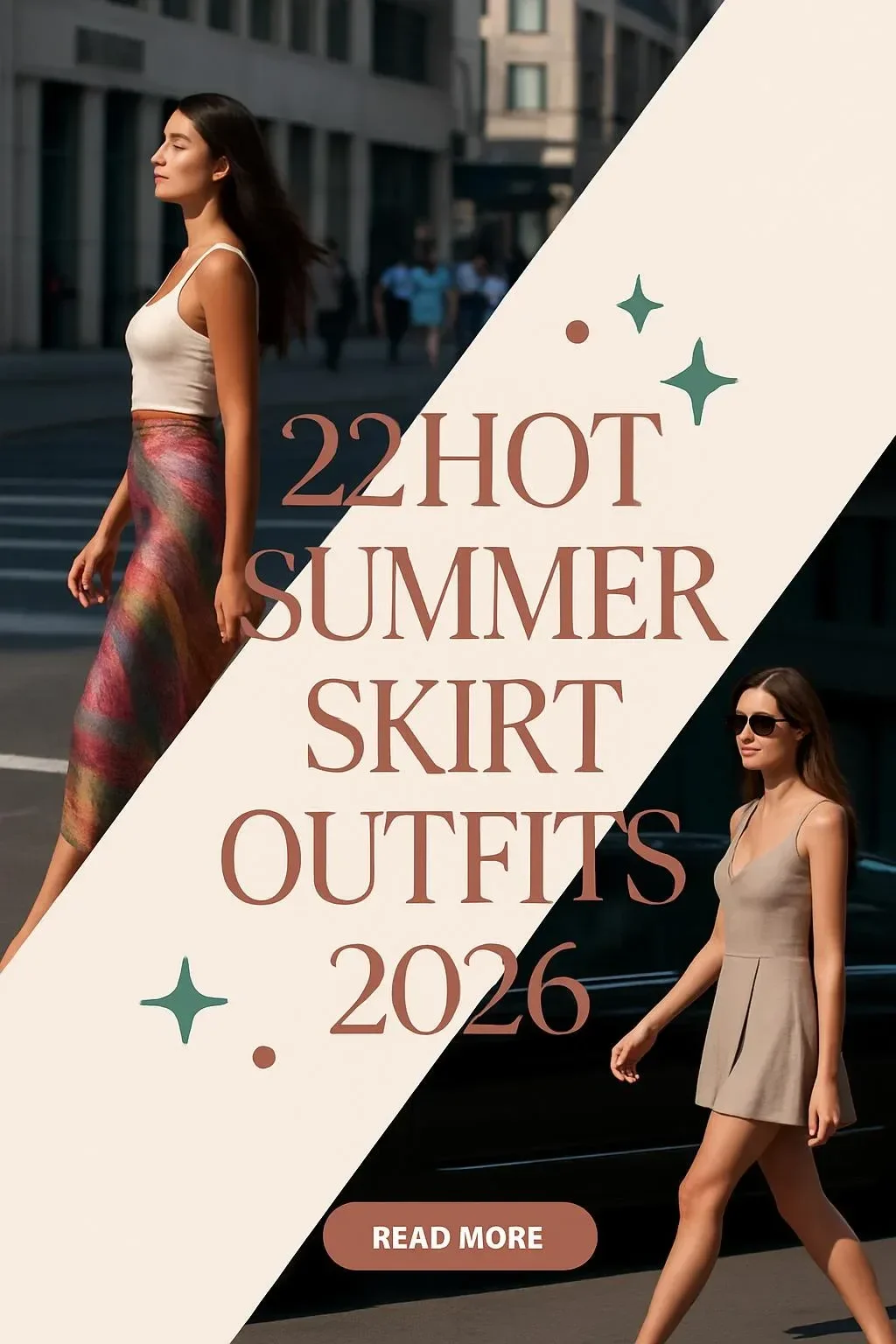 Stylish summer skirt outfits including flowy maxi and pleated mini skirts for street style.