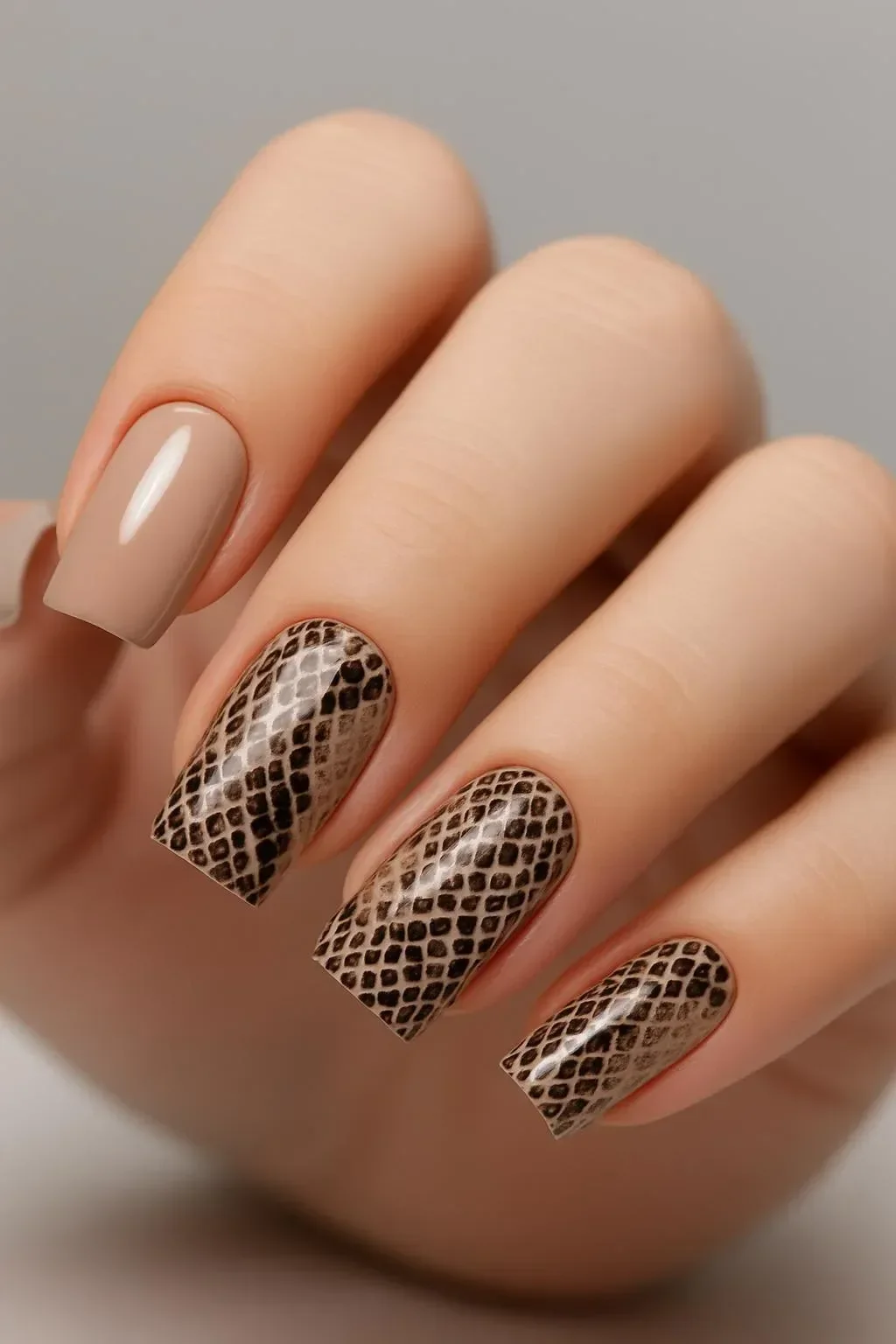 Matte Python Nails featuring animal print and tortoise shell designs.