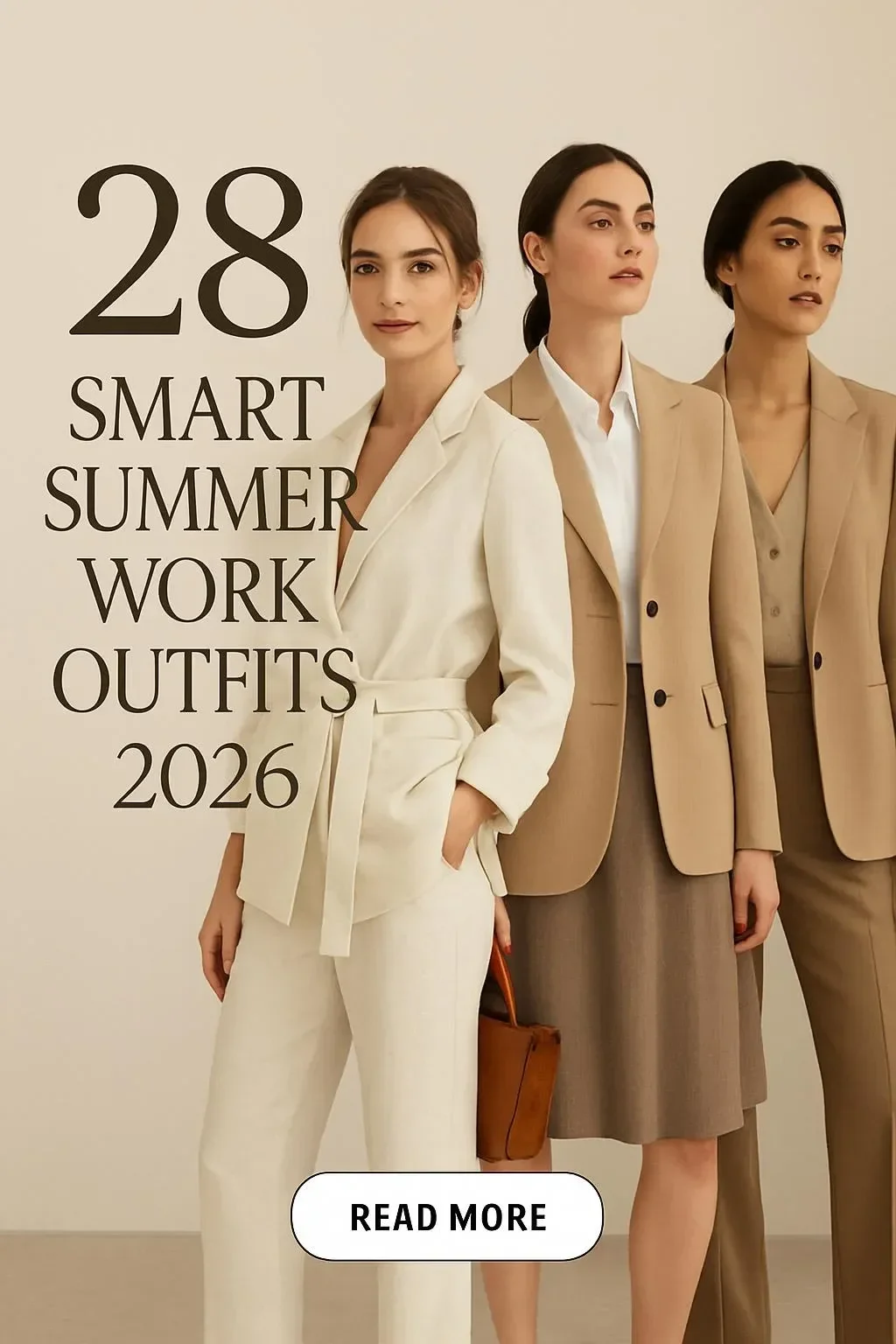 Beige and cream neutral tone summer work outfits for professional attire.