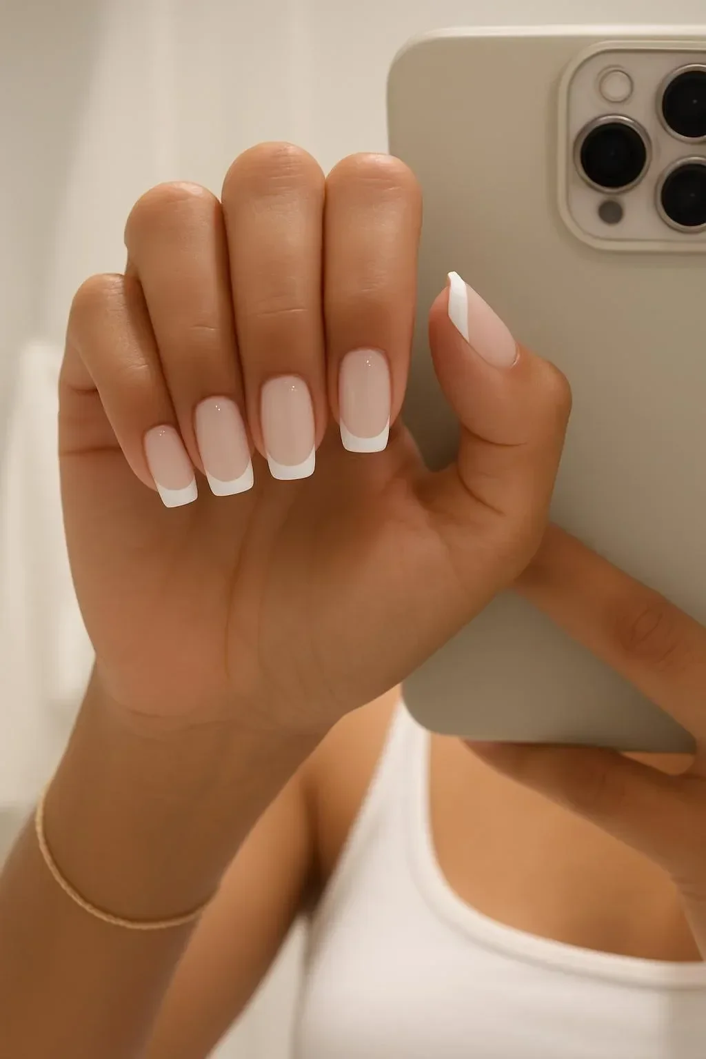 Trendy short nails with polished and simple designs for a chic look.