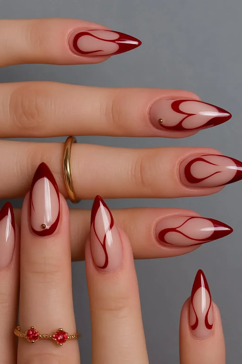 Collection of elegant gel nails featuring simple and romantic designs.