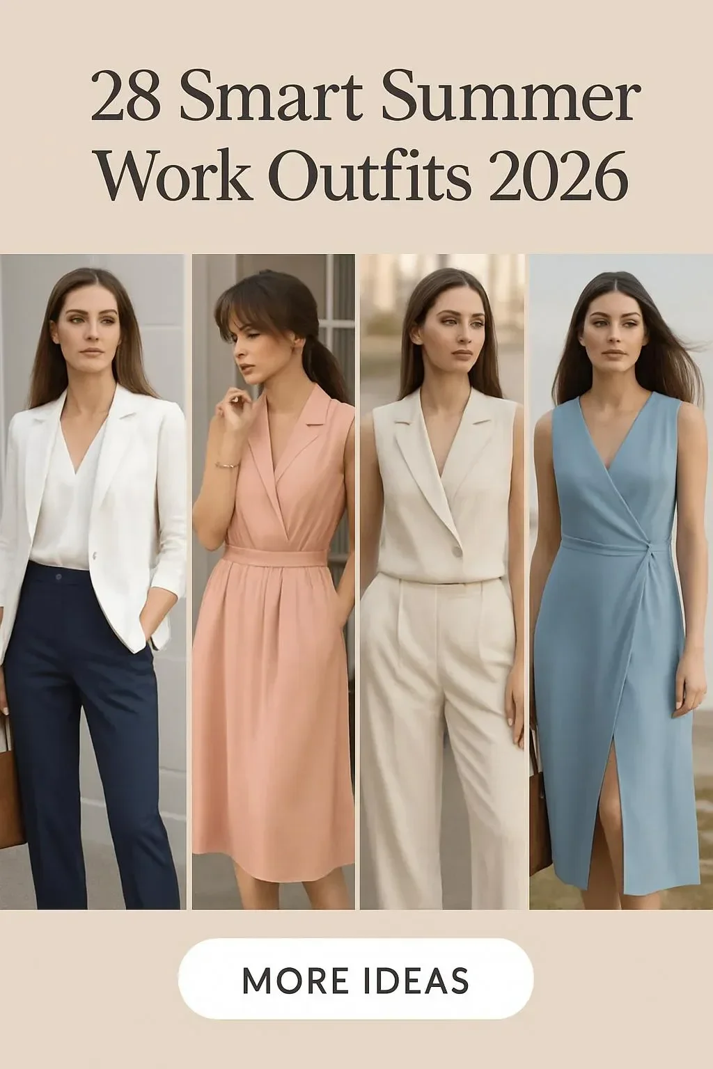 Smart summer work outfits for business casual and professional settings in 2026.