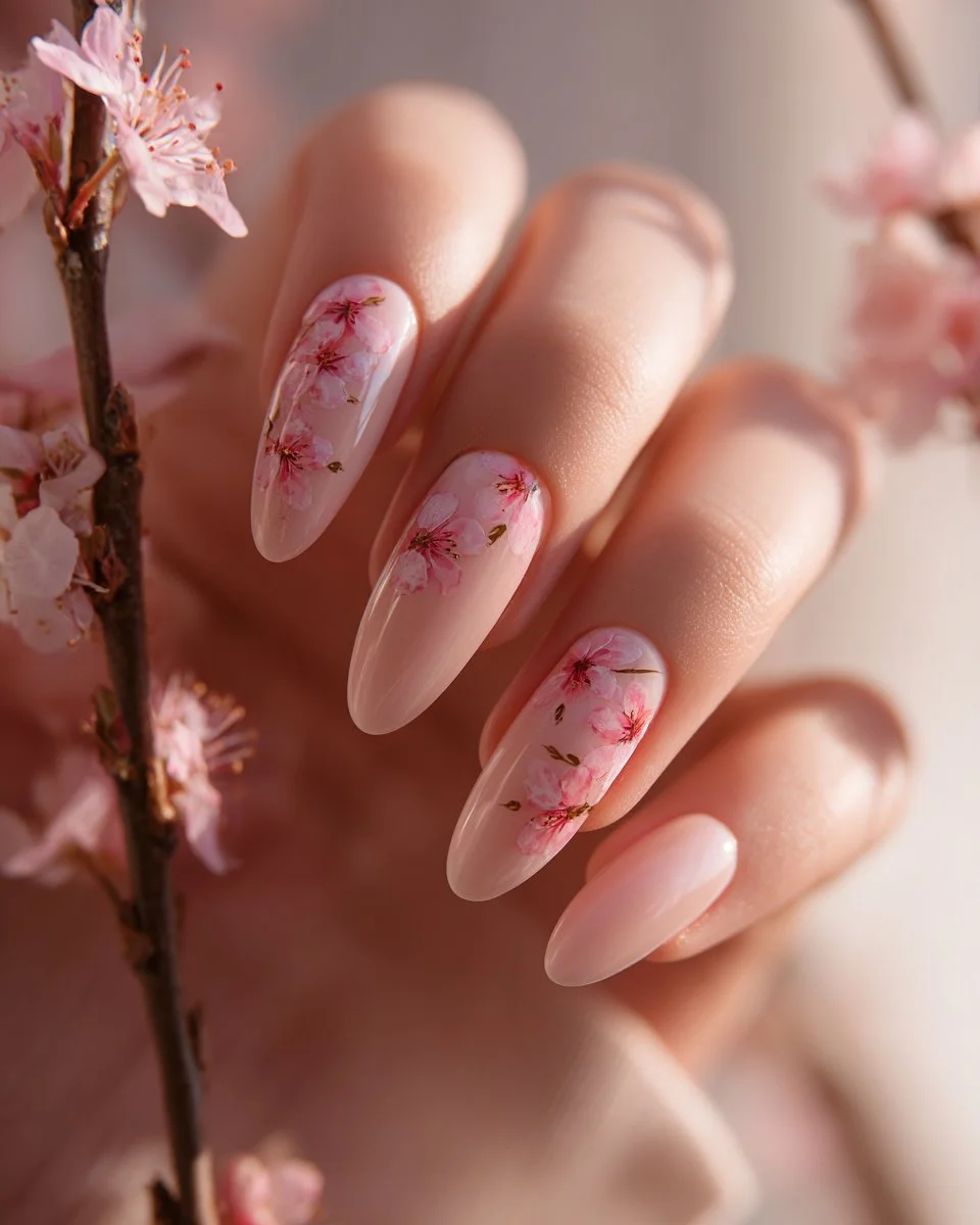 Spring 2026 glass floral nail art featuring vibrant designs and colors