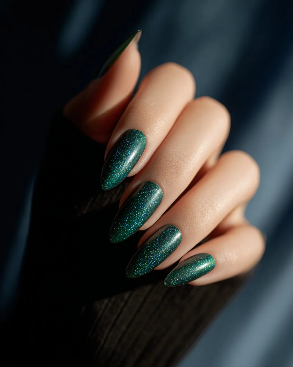 Emerald green smoky coffin nails for St Patrick's Day 2026 art design