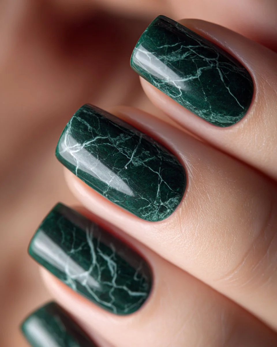 St. Patrick's Day nails featuring jade green luxury nail art design.