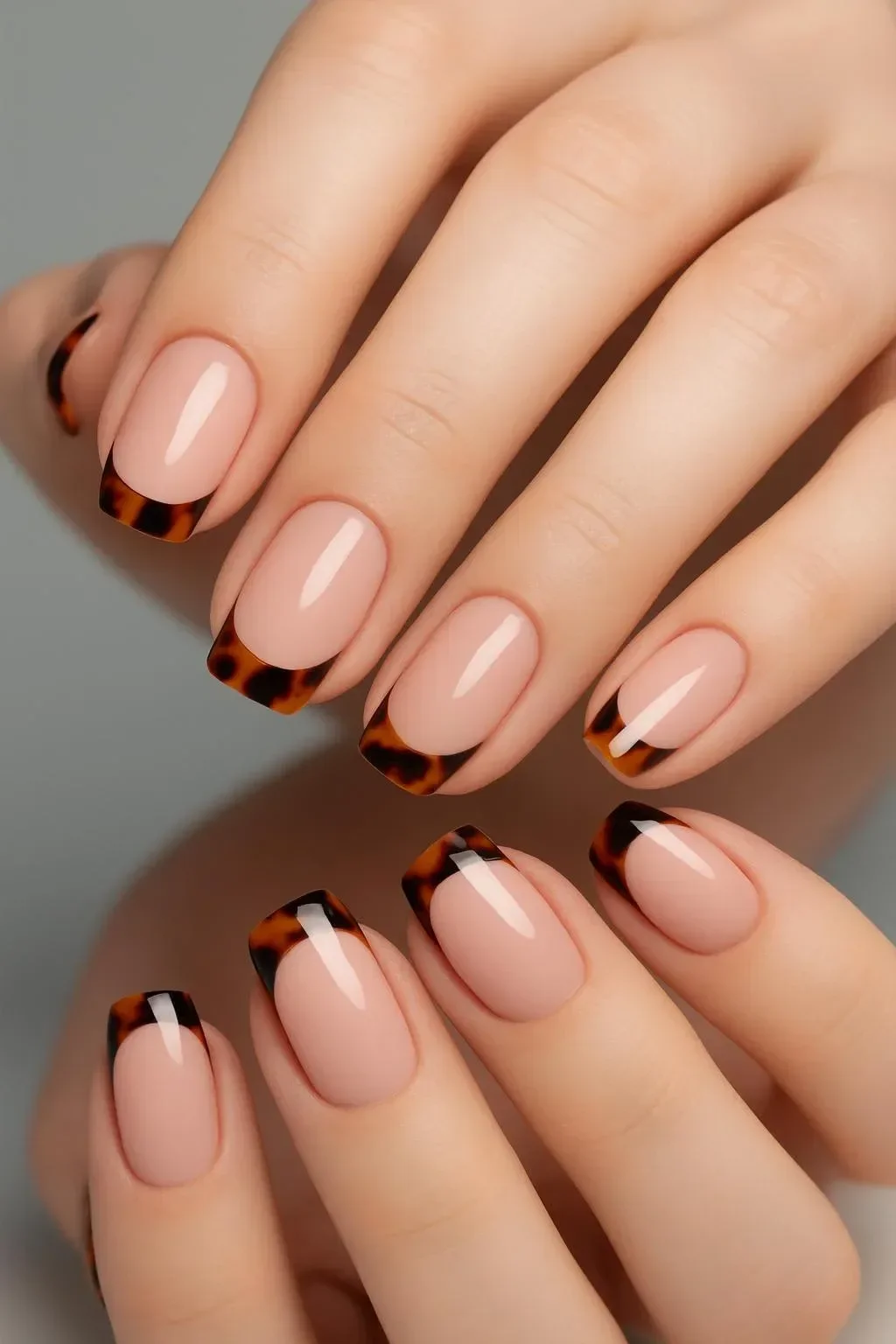 Tortoise Shell French tip nail design showcasing modern variations